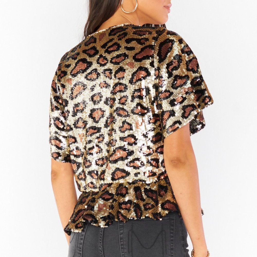 Show Me Your Mumu Eve Top Party Cheetah Sequins - Picture 5 of 5